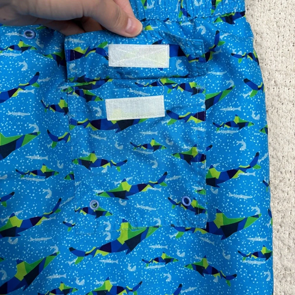 Tailorbyrd Swim Trunks Mens XL Blue‎ Shark Print Mesh Lined Pockets Beach Vacay